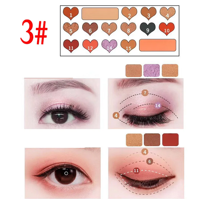16 Color Eyeshadow Palette Heart Shape Matte Pearly Lustre Earth Color Eye Shadow KG66