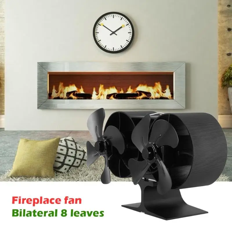 Low Noise Fireplace Fan Home Efficient Heat Distribution Aluminum Burner Heat Powered Stove Fan 8 Blades Ventilation Device