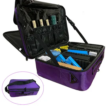 

Travel Makeup Train Cosmetic Case Makeup Organizer Portable Artist Storage Bag With Adjustable Dividers for Cosmetics Brushes