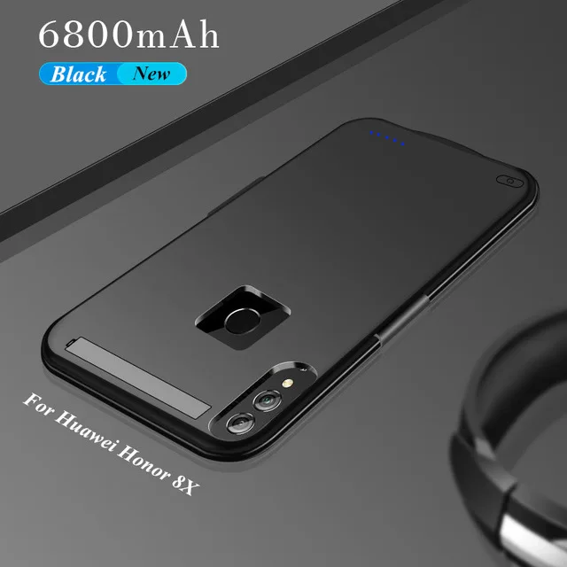 6800 мАч Расширенный чехол для аккумулятора телефона для Honor 8X запасной чехол для зарядного устройства для huawei Honor 8X Портативный чехол для внешнего аккумулятора - Цвет: Black