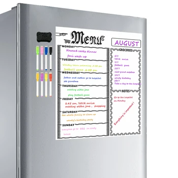 

A3 netic Whiteboard Sheet for Kitchen Fridge Multipurpose Fridge Weekly White Board Calendar for Menu Planning with 8 Pen(Whi
