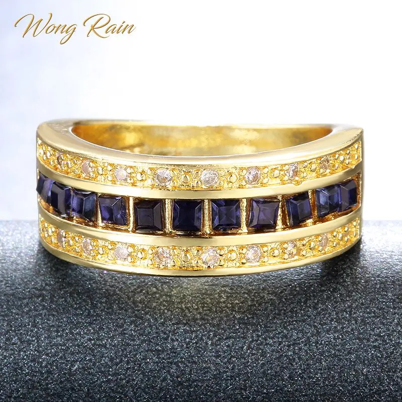 Wong Rain винтажные кольца из драгоценного камня 100% 925 стандарта желтого золота для