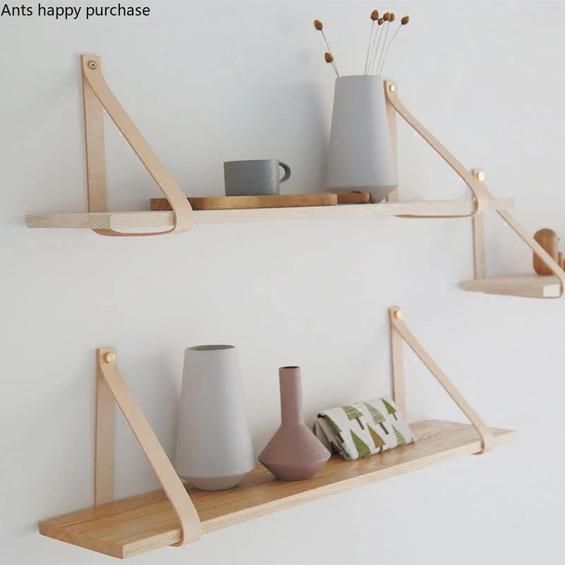 

Nordic Creative Wooden Belt Wall hook Shelf living room wall Storage decoration board Home decoration wood shelves