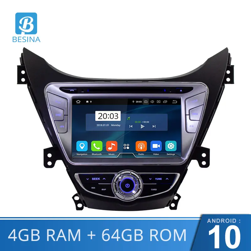 Автомобильный DVD-плеер Besina Android 10 0 для HYUNDAI ELANTRA/i35/AVANTE 2010 2011 2012 2013 GPS стерео