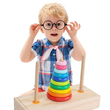 

Wooden Tower Of Hanoi Kids Toys Montessori Toys Puzzle Creative Children's Educational Toys Colorful Math Intelligence Baby Toy