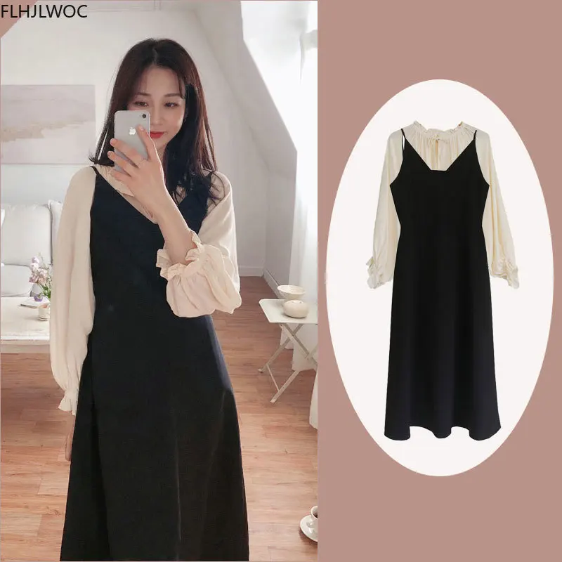 Hot Sales Date Outfits Womens Girls Fashion French Chic Sleevelesss Spaghetti Strap Vintage Long Black Brace Dress O2252 | Женская