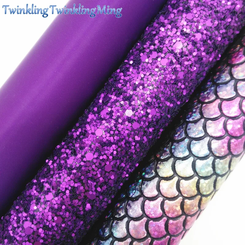 Фиолетовый блеск ткани, Русалка искусственная кожа ткань, синтетическая кожа листы для лука A4 " x 11" Мерцание Ming XM287