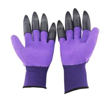 1 Pair Garden Gloves 4 ABS Plastic Garden Rubber Gloves with Claws Gardening Protective Planting Digging
