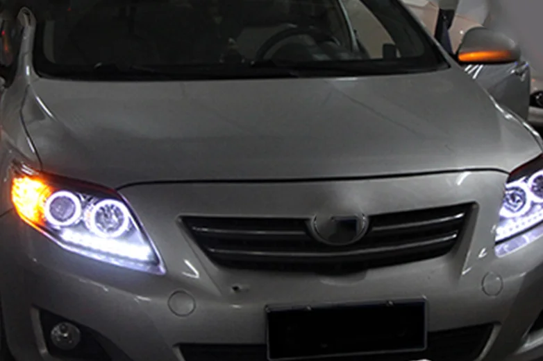 VLAND фабрика для Corolla фара в сборе 2008 2009 2010 модифицированный светодиодный Ангел глаз+ двойные линзы ксеноновые фары+ play and plug