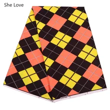 Она любит 1 ярд Анкара Африканский полиэстеровый Воск для печати ткань красочные квадратная сетка африканская кружевная ткань для вечерние платье для изготовления аксессуаров