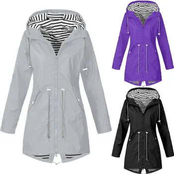 

2019 Fashion Women's Waterproof Raincoat Ladies Plus Size Cool Windbreaker Soft Trench Outdoor Wind Rain Forest Jacket Coat