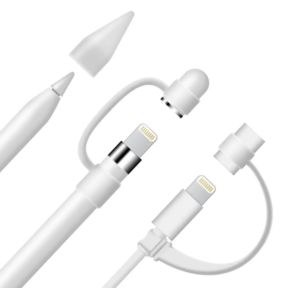 

10pcs Nib Cover For Apple iPad Pencil Cap Holder Soft Silicone Protective Cover Anti-Lost Connector Tether For Pencil Adapter
