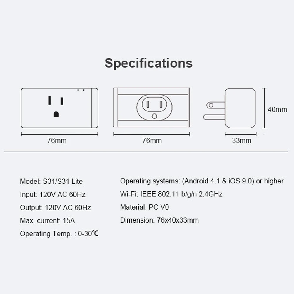 SONOFF S31 умный штекер мониторинг энергии умный дом wifi беспроводной пульт дистанционного управления Модернизированный компактный дизайн умный штекер