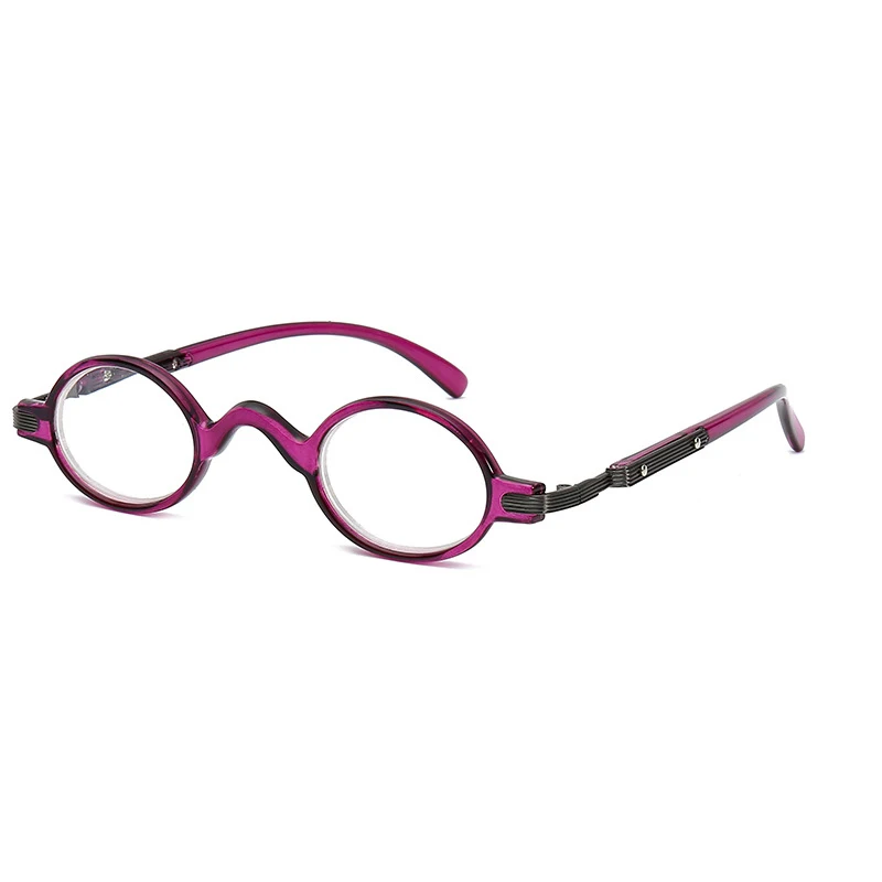 Small Oval Reading Glasses Men Women Retro Round Hyperopia Presbyopia Eyewear Glasses with Diopter+1.0 1.5 2.0 2.5 3.0 3.5 4.0 - Цвет оправы: Фиолетовый