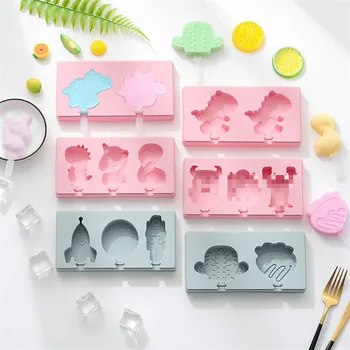 

Cute DIY Ice Cream Mold Silicone Material Styles Cartoon Fruit Shape Ice Molds Ice Candy Maker Kitchen Tools Ice Tray