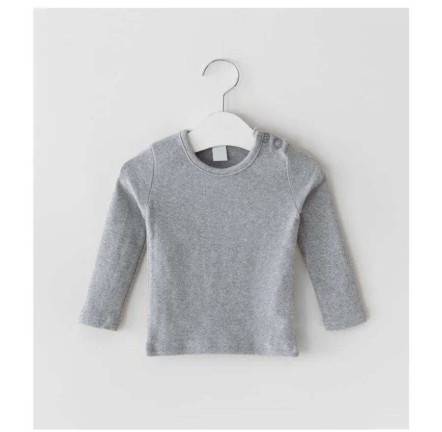 Autumn Cotton Infant Bottoming Tops Baby Girl Long Sleeve T Shirts Solid Kids Boys Shirts Children Tee With Headband