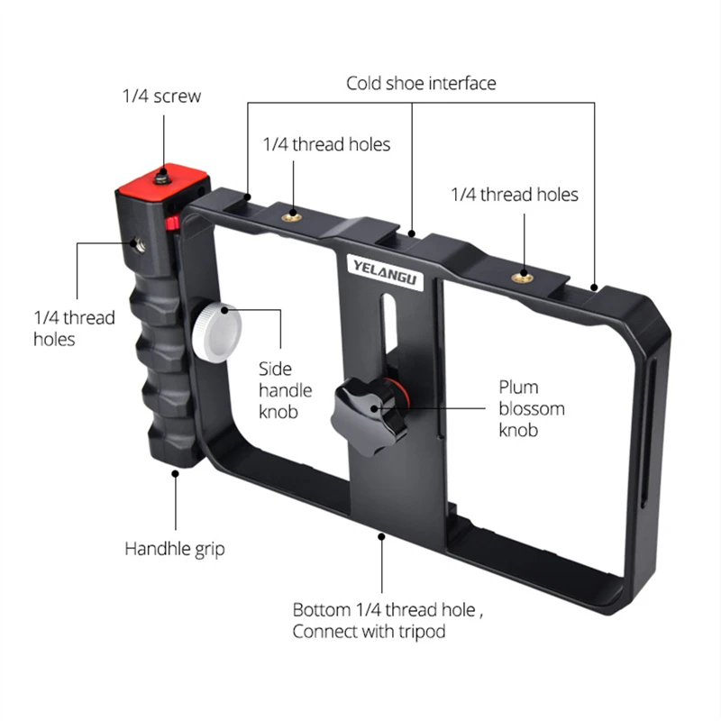 YELANGU Filmmaking чехол для смартфона видео Rig w 3 стойки для обуви стабилизатор телефона U-Rig Pro штатив крепление стенд