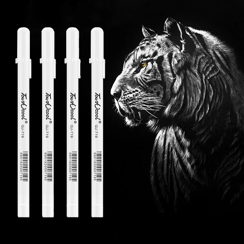 Resaltador de Arte Blanco, pluma de pintura, diseño creativo, gancho de línea, tiza líquida, marcador de pintura, papelería escolar, suministros de oficina