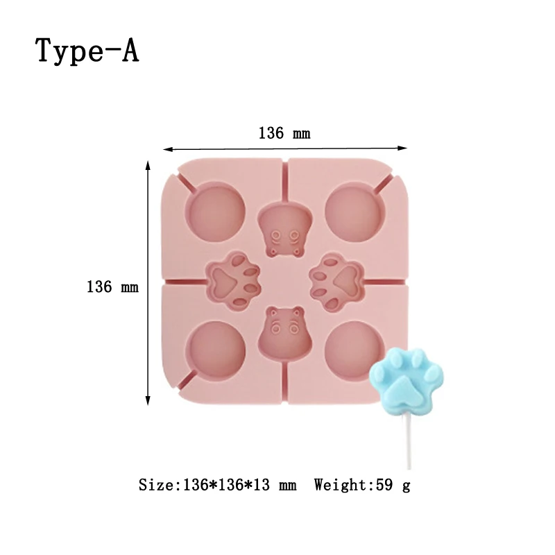 4 типа формы для леденцов, розовые силиконовые формы, Мультяшные леденцы, шоколадные конфеты, формы для украшения торта, кондитерские изделия, выпечка