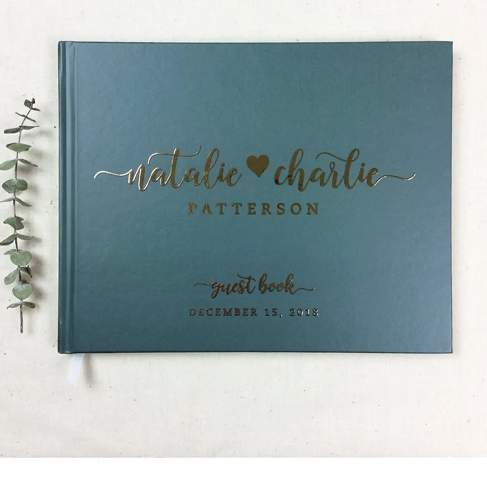 Индивидуальная горизонтальная настоящая фольга Свадебная Гостевая книга в