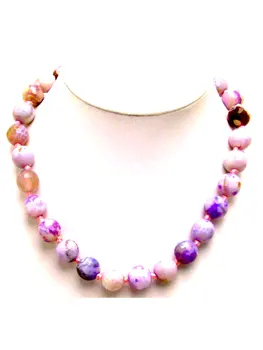 

Qingmos Purple Multicolor Natural Agate Necklace for Women with 11-12mm Round Faceted Stone Necklace 18" Chokers Jewelry Nec5579