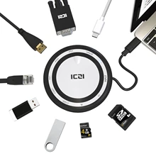 ICZI 8 в 1 USB C концентратор типа C к USB 3,0 HDMI VGA TF SD RJ45 док-станция для MacBook Pro ноутбук huawei Matebook X samsung Tab S4