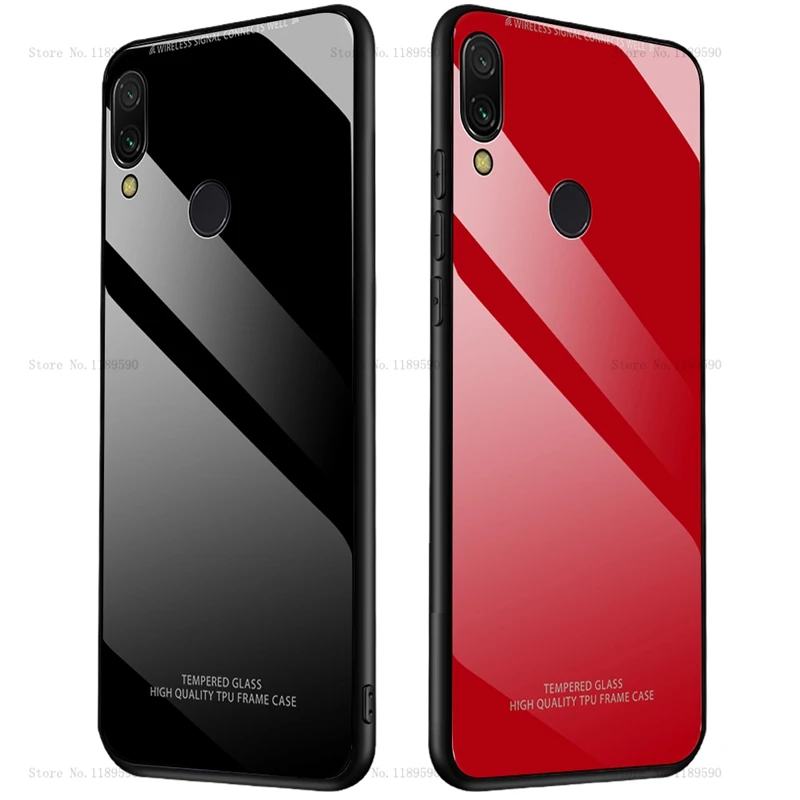 

Tempered Glass Case For Xiaomi Redmi Note 7 Pro Case Soft Frame Hard Glass Back Cover For Xiaomi Redmi 7 a 7A Note 7 Shockproof