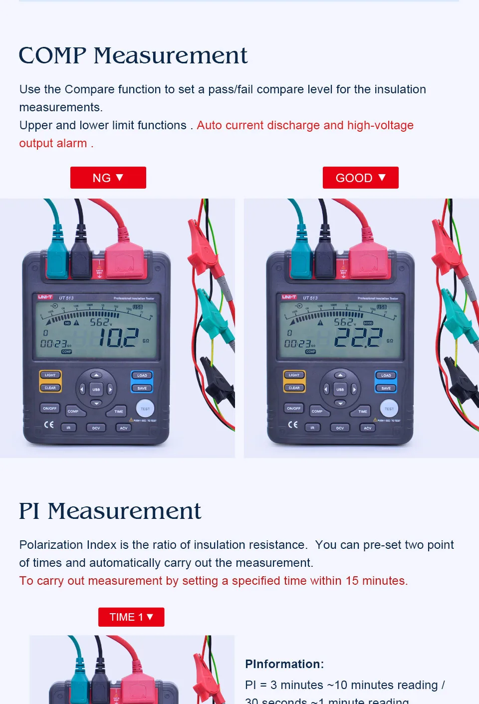 UNI-T UT513 мегомметровый тестер сопротивления изоляции 5000V 1M-1KGOhm Megohmmeter хранение данных/аналоговый бар Граф/DAR/USB Передача данных