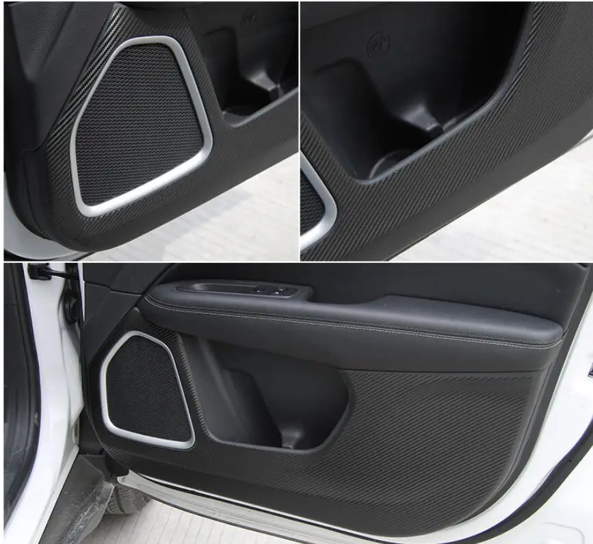 Carbon Fibre Doors Panel Protective Anti-Kick Pad Mat Sticker For Jeep Compass 18