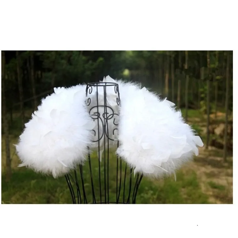 Women Wedding Fur Shrug Real Ostrich Feather Cape Shawl Stole Poncho For Bride S89