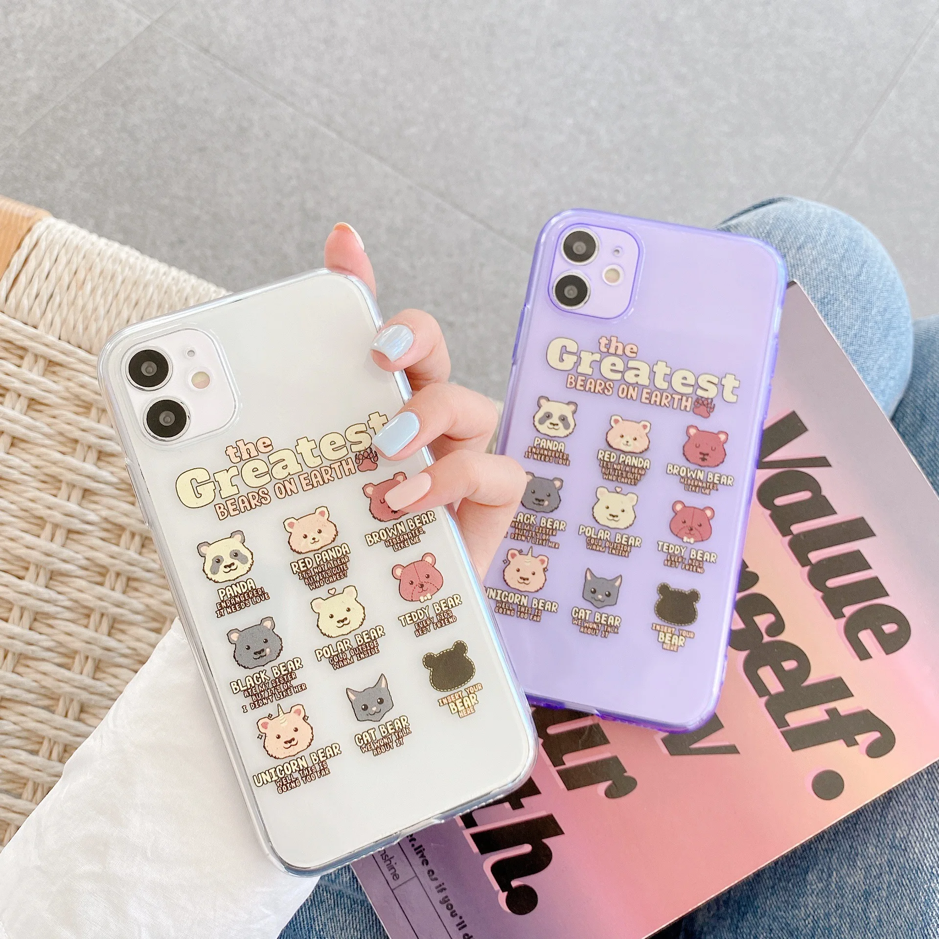 

Cute Cartoon Bear family Transparent Phone Case For iPhone 11Pro Max case Silicone cover for iPhone XS MAX XR X 7 8 Plus SE Case