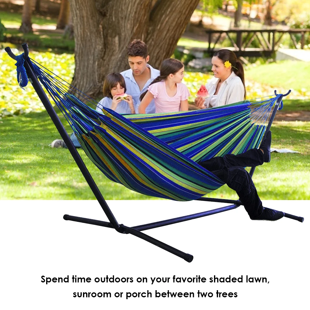 Outdoor Convenient Portable Canvas Hammock No Stand Multi-functional Practical Camping Sleep Swing Hanging Bed Garden Furniture 8