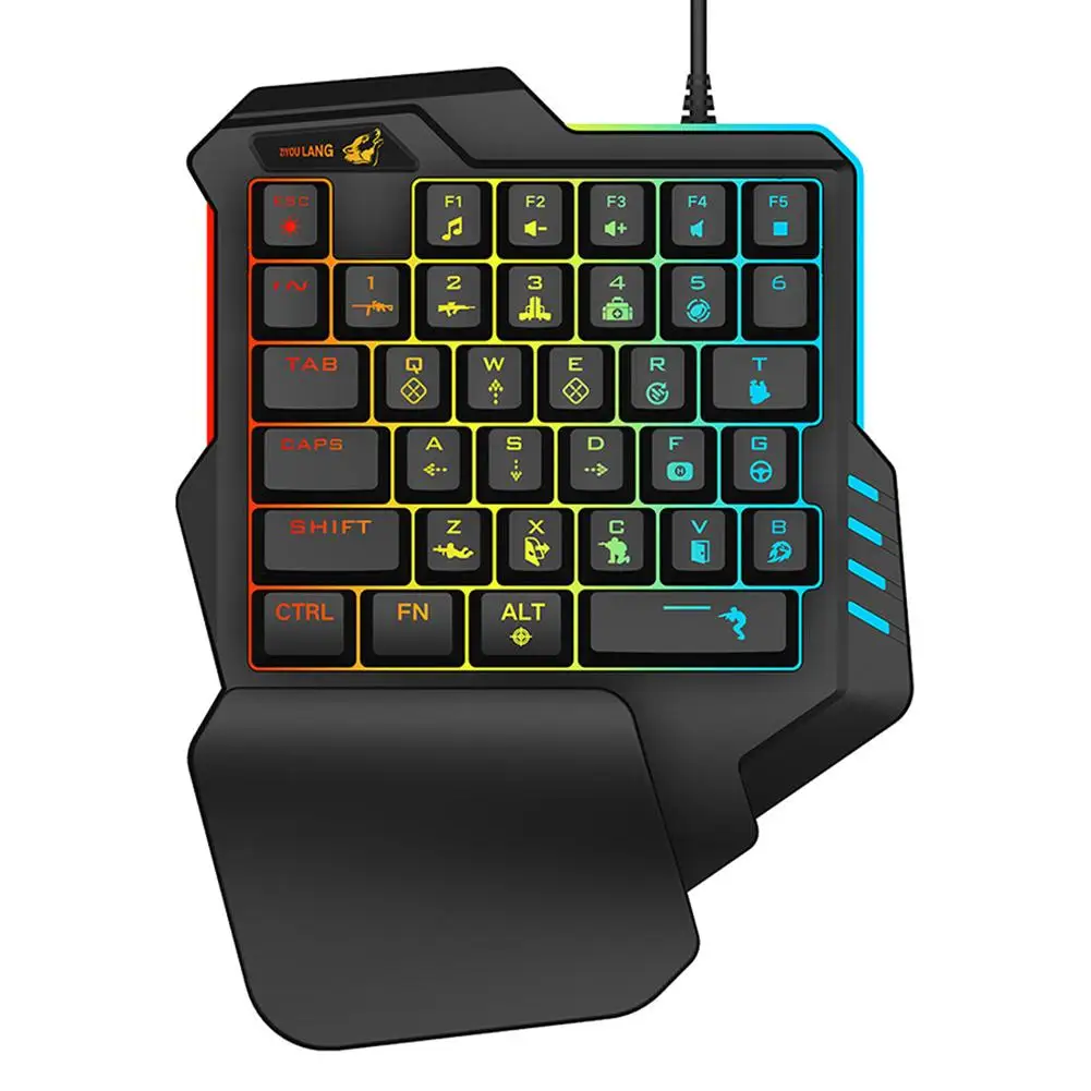 Одиночная игровая клавиатура с одной рукой 35 клавишами портативная мини RGB