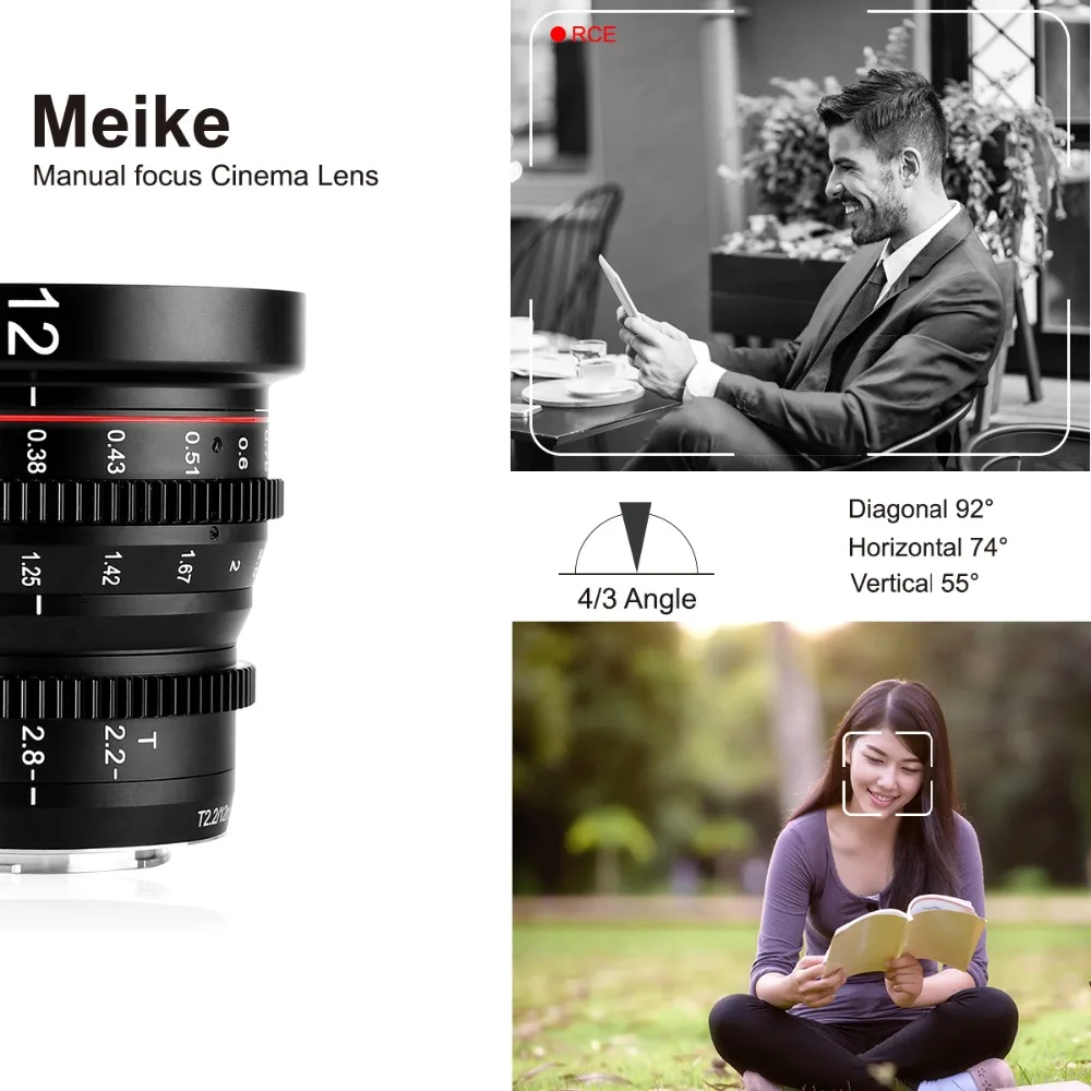 Meike MK 12 мм T2.2 большая апертура ручная фокусировка Cine объектив для Micro Four Thirds(MFT, M4/3) крепление для Olympus Panasonic+ подарок