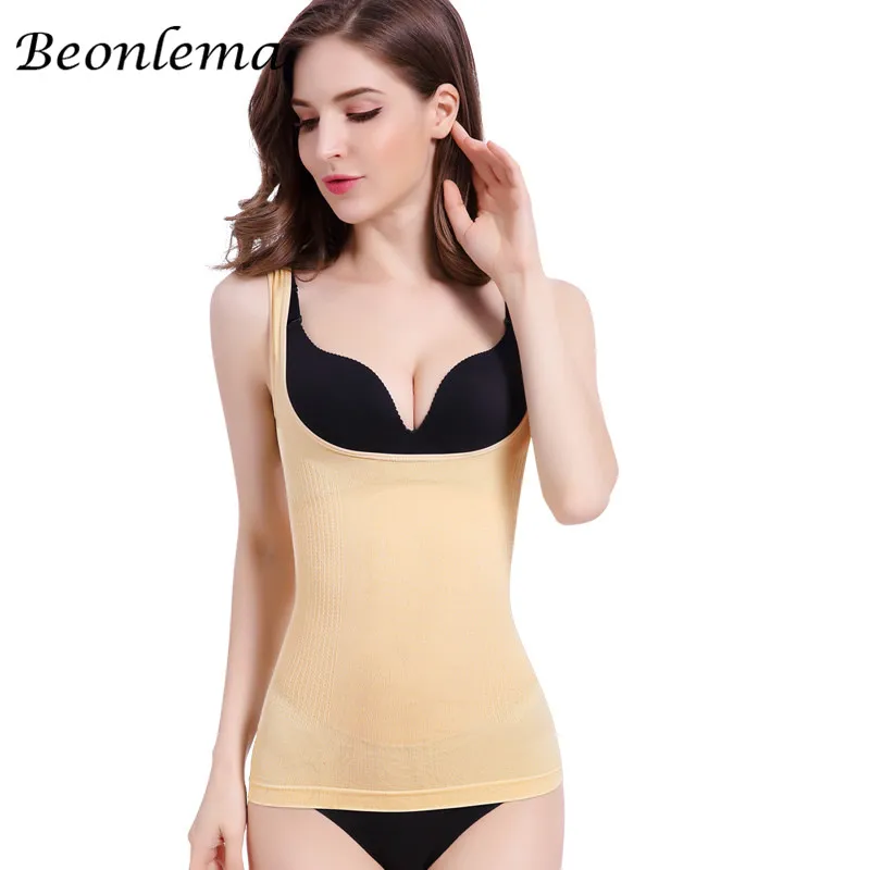 Nude Моделирующие моделирующие Топы Beonlema женские животик формирующие линию тела Формирователь бесшовные осанки утягивающее белье грудь пуш ап белье - Цвет: Nude