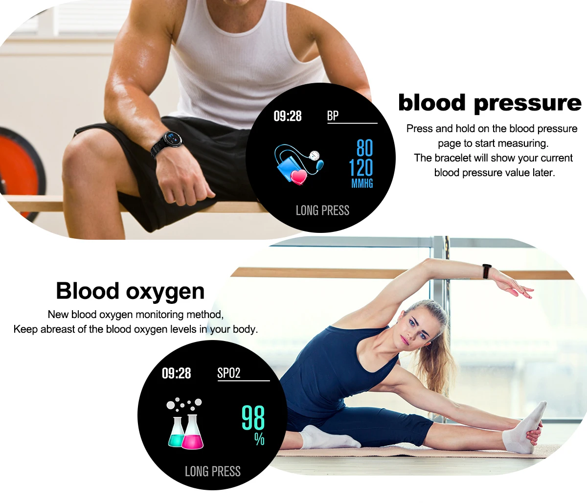 CF58 Смарт-часы 1,3 дюймов цветной экран круглый экран Bluetooth IP67 Водонепроницаемый сердечный ритм кровяное давление кислород