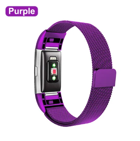 Purple Металлический браслет из нержавеющей стали для браслета Fitbit charge 2 Миланская петля Магнитный Fitbit charge 3 ремешок умный Браслет для наручного ремешка - Цвет ремешка: Purple