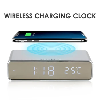 

Ucable Multifunction Wireless Charging Clock with Qi Wireless Charging Pad for IOS Android Windows Digital Alarm Clock Date Temp