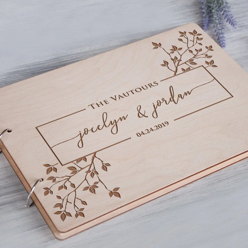 State Wedding Guestbook,Rustic Personalized Wedding Guest Book,Wooden Love Photo Album