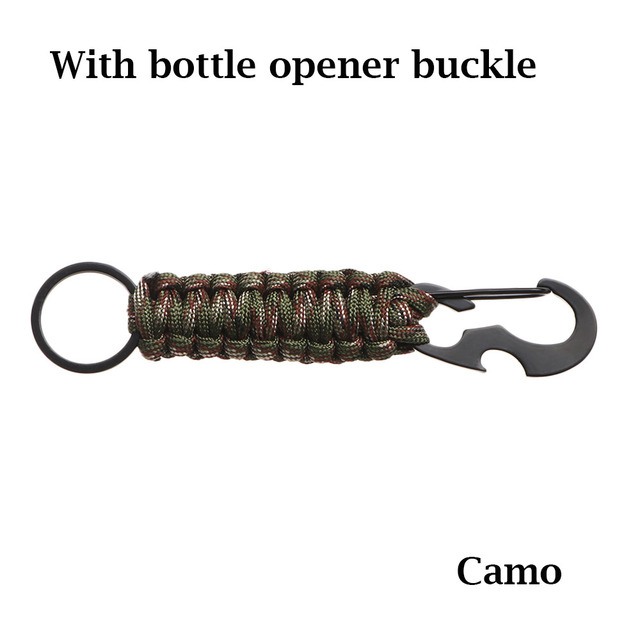 Rope Keychain Outdoor Camping Survival Kit Military Paracord Cord Rope Emergency Knot Bottle Opener Key Ring Carabiner Tool