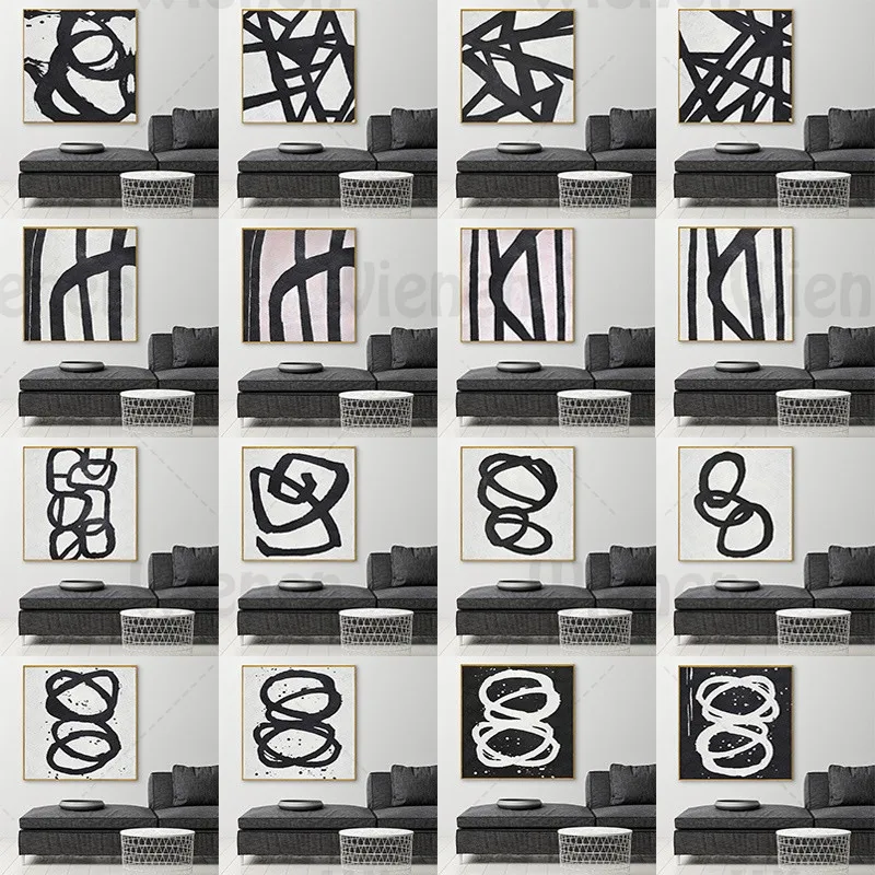 

Abstract Painting Canvas Wall Black & White Calligraphy Poster And Print Living Room Office Decoration Bedroom Modern Wall Paint