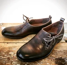 Handmade Men Vintage Casual Lace-up Slip-on Shoes  Brogue Shoes Spring Ankle Boots Vintage Classic Male Casual   F230