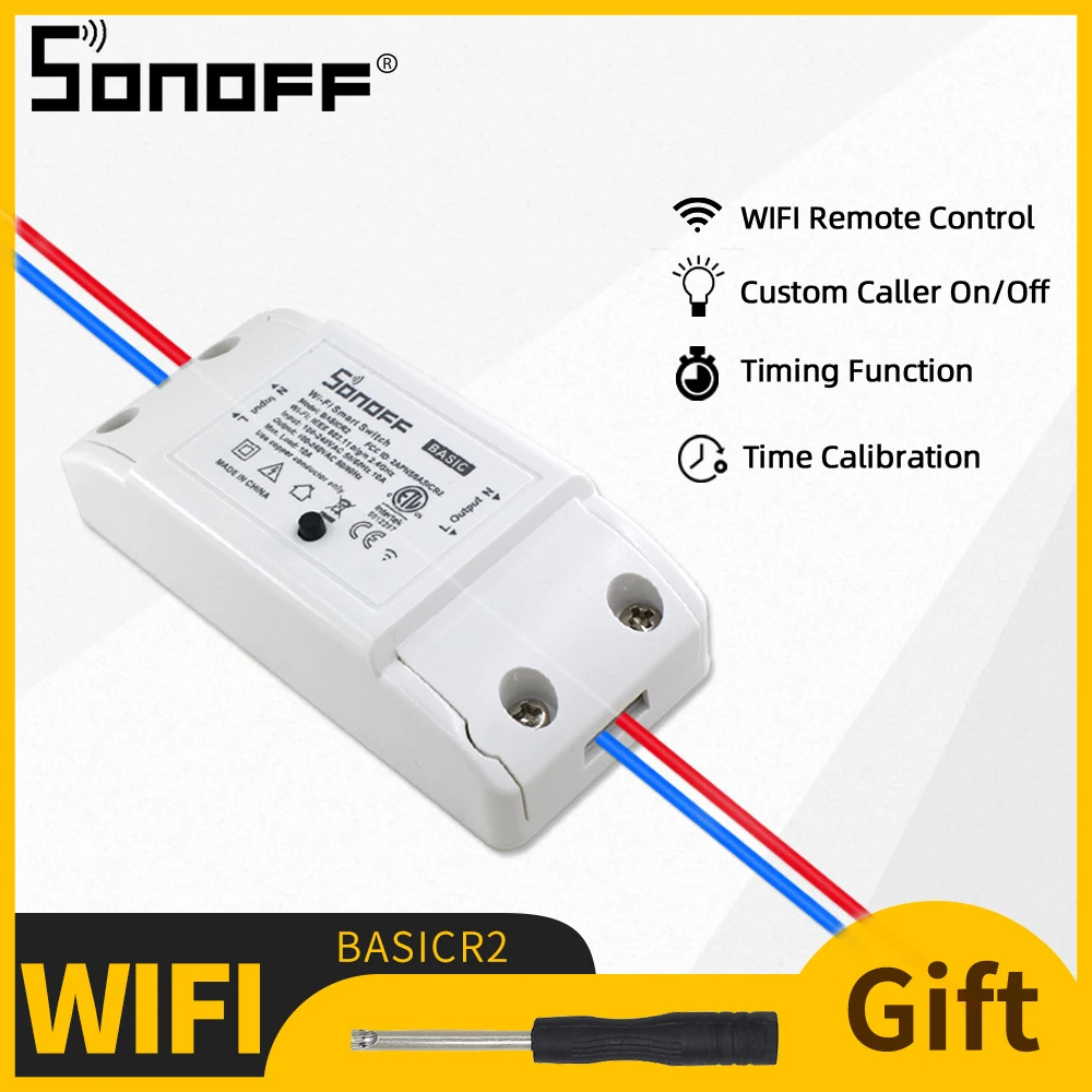 Smart Switch Smart Switch Module Sonoff Basic R2 Sonoff Switch WiFi Wireless DIY Module Remote ON/OFF Timing For Smart Home Automation Works with Alexa