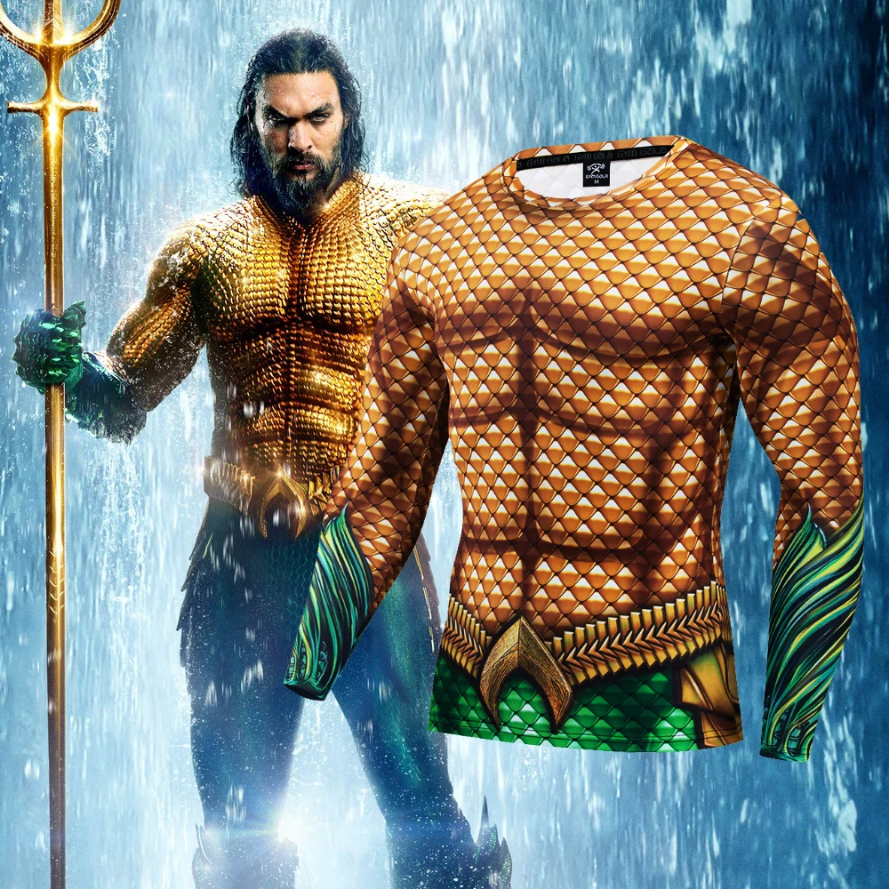 Aquaman футболка с 3d принтом Человек-паук Капитан Супермен shazam брендовая Футболка мужская забавная фитнес компрессионная рубашка Мода 2019