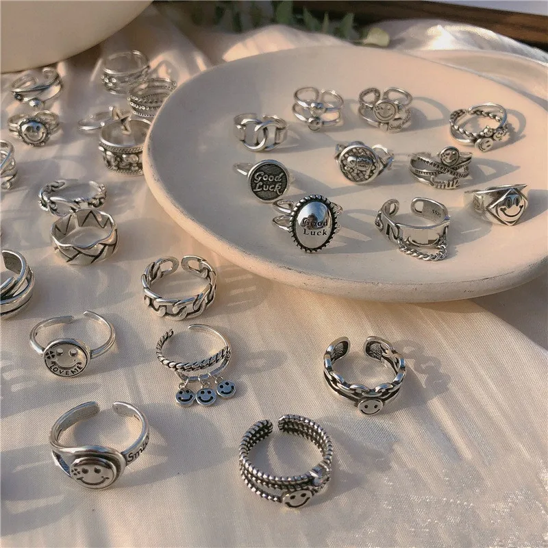 Новые Классические кольца для женщин женские винтажные старые Открытые Кольца