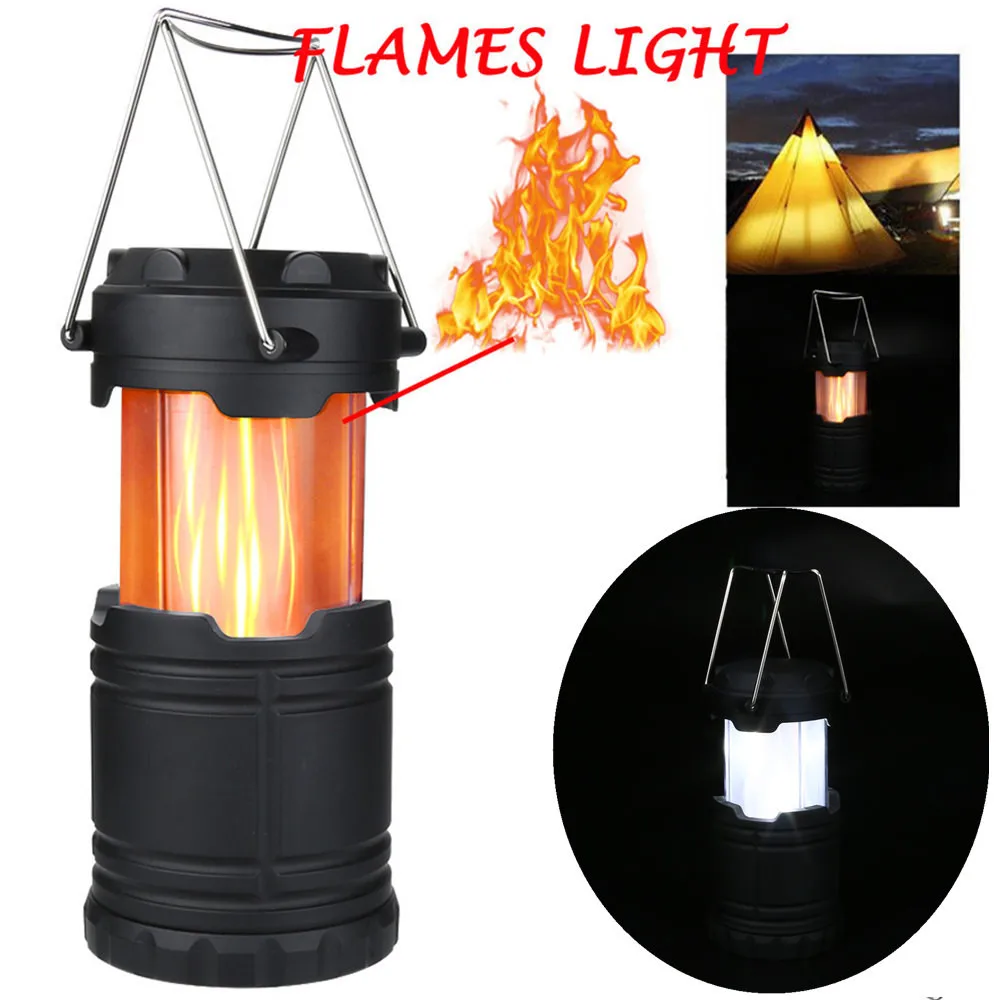 

Mini LED Portable Lantern Torch Collapsible Tent Lamp Waterproof Outdoor Camping Hiking Light Powered Flames Lamp 3*AAA battery