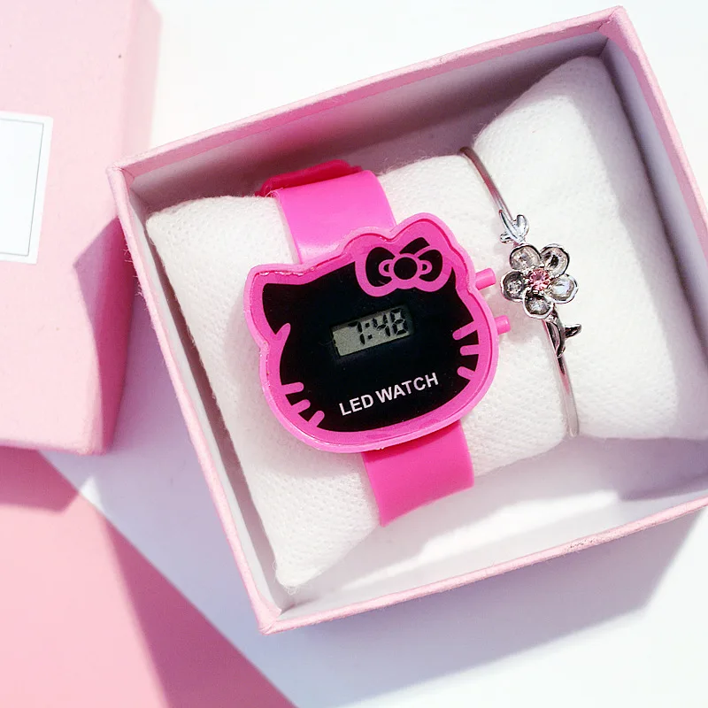 Милый светодиодный часы для девочек,, детские часы с мультипликационным принтом, цифровой браслет, подарок на день рождения, детские часы, Relogio Feminino