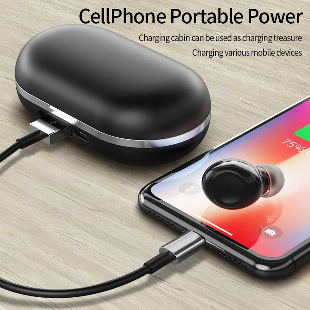 H25 BT5.0 Bluetooth Earphones Mini Wireless Earbuds Sport Handsfree Earphone Cordless Headset with Mic Charging Box