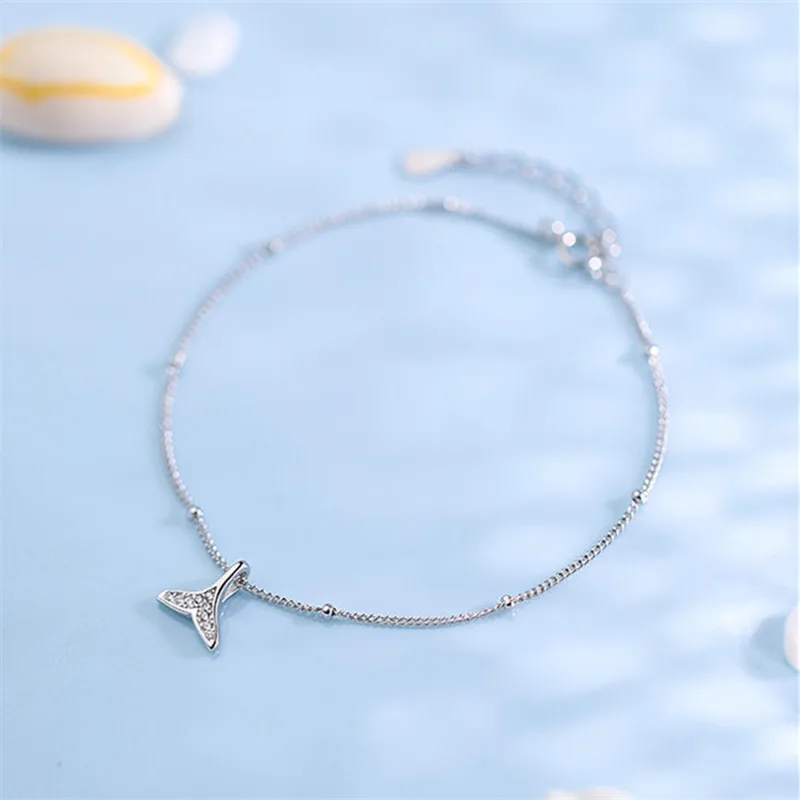 YIZIZAI Silver Color Female Fish Tail Bracelet Anklet Mermaid Tail