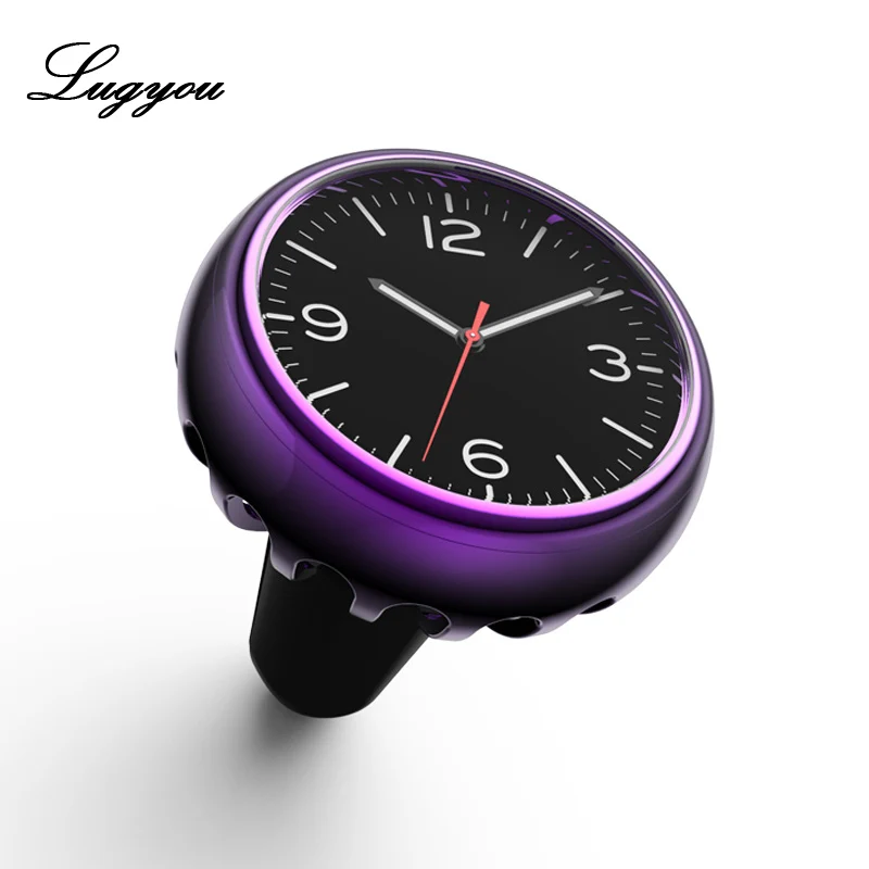Purple Освежитель воздуха для автомобиля из цинкового сплава, освежитель воздуха, ароматерапия, твердый, для автомобильного выхода на вентиляционное отверстие, с зажимом, часы, светящаяся головка - Цвет: Purple